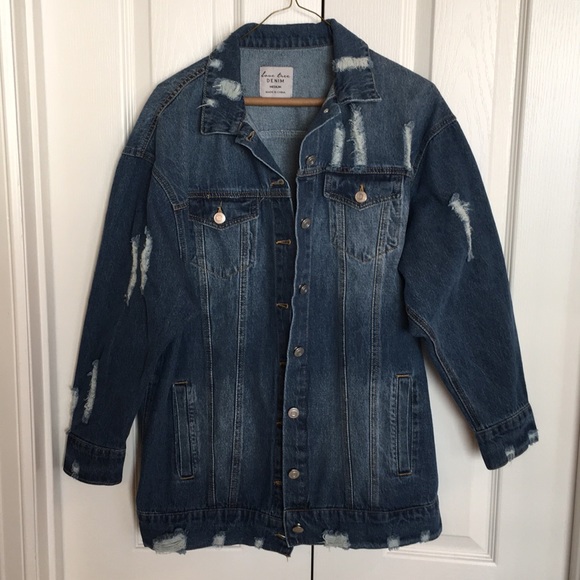 LAST Large Oversized distressed denim jean jacket - Picture 6 of 8